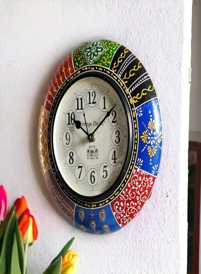 Vintage Clock Painted Handcrafted Wooden Wall Clock/One Year Warranty / 5583-10-H - Image 4